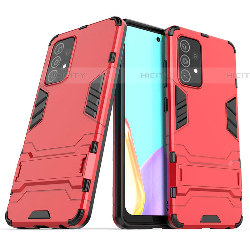 Coque Contour Silicone et Plastique Housse Etui Mat avec Support T02 pour Samsung Galaxy A52 4G Plus