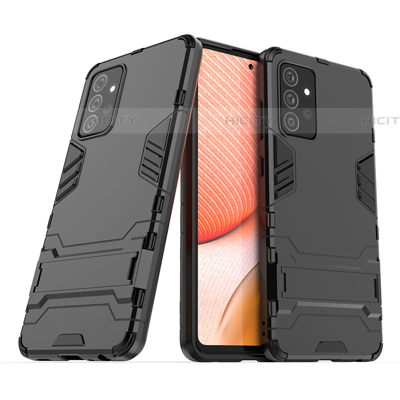 Coque Contour Silicone et Plastique Housse Etui Mat avec Support T02 pour Samsung Galaxy A72 4G Plus