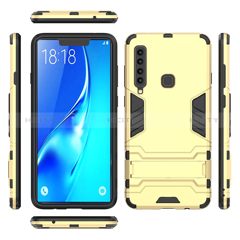 Coque Contour Silicone et Plastique Housse Etui Mat avec Support T02 pour Samsung Galaxy A9 (2018) A920 Plus