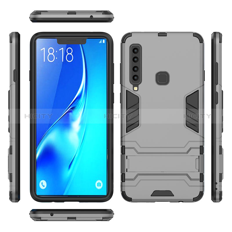 Coque Contour Silicone et Plastique Housse Etui Mat avec Support T02 pour Samsung Galaxy A9 (2018) A920 Plus