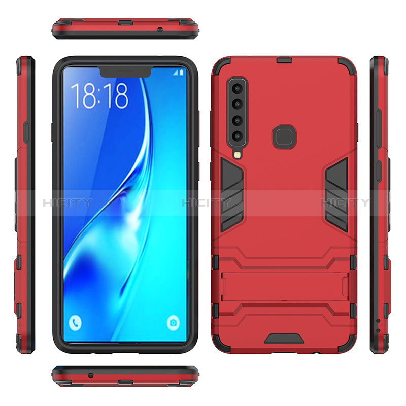 Coque Contour Silicone et Plastique Housse Etui Mat avec Support T02 pour Samsung Galaxy A9s Plus