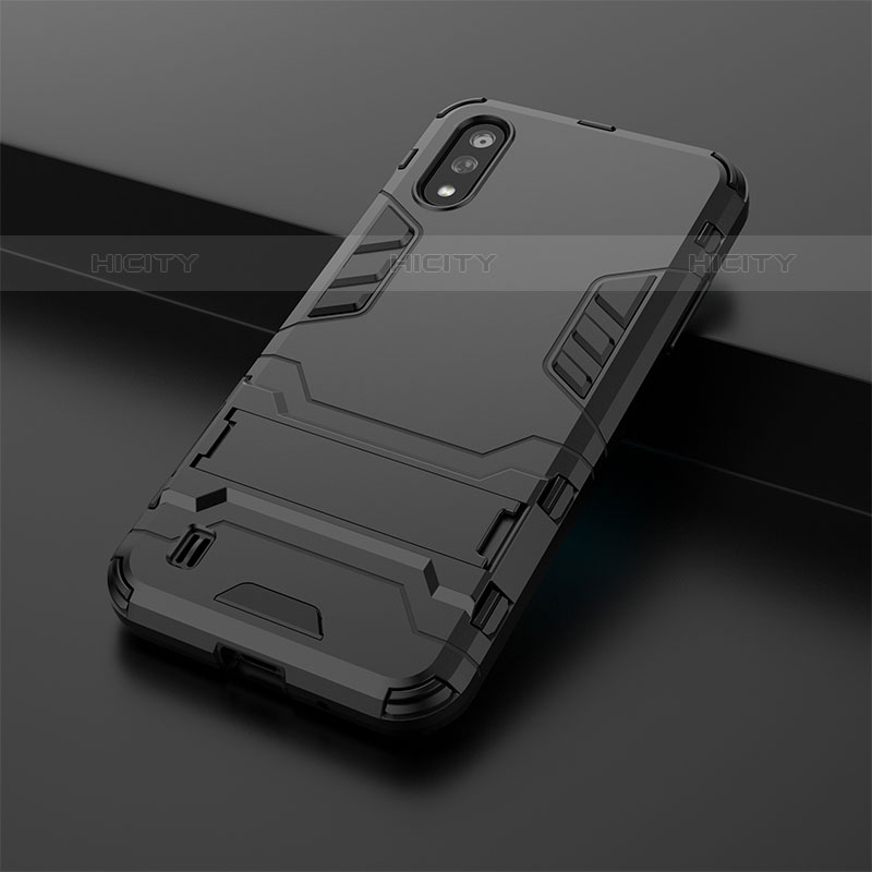 Coque Contour Silicone et Plastique Housse Etui Mat avec Support T02 pour Samsung Galaxy M01 Plus