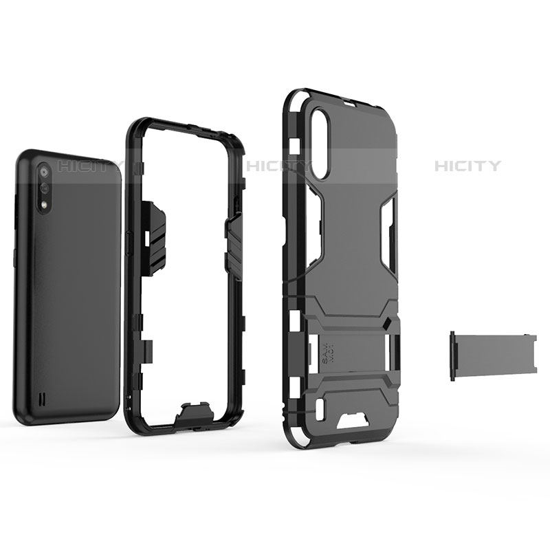 Coque Contour Silicone et Plastique Housse Etui Mat avec Support T02 pour Samsung Galaxy M01 Plus