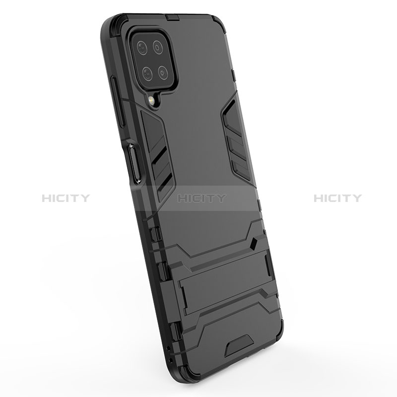 Coque Contour Silicone et Plastique Housse Etui Mat avec Support T02 pour Samsung Galaxy M12 Plus