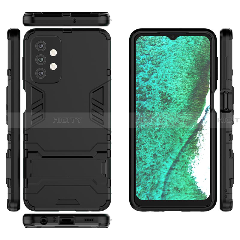 Coque Contour Silicone et Plastique Housse Etui Mat avec Support T03 pour Samsung Galaxy A32 4G Plus