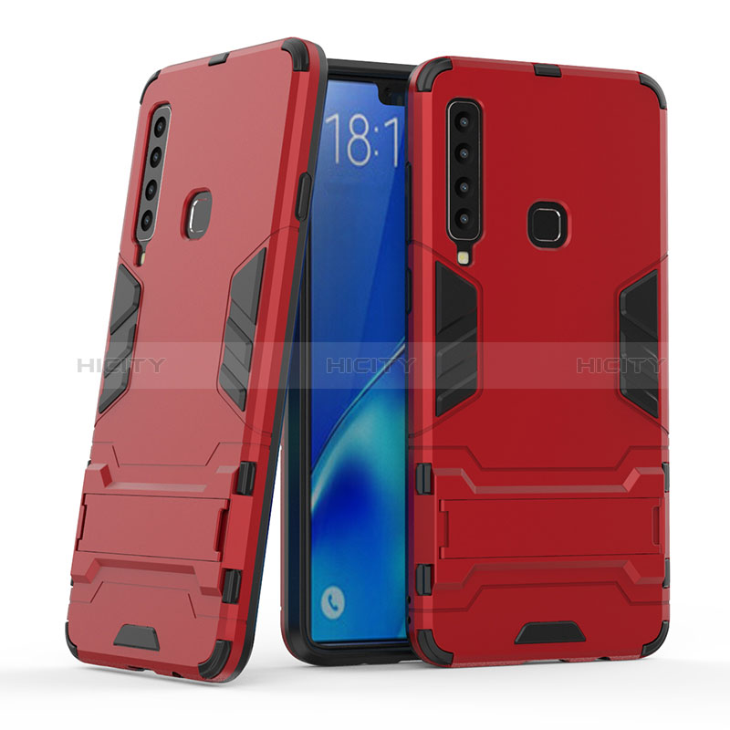 Coque Contour Silicone et Plastique Housse Etui Mat avec Support T03 pour Samsung Galaxy A9 (2018) A920 Rouge Plus