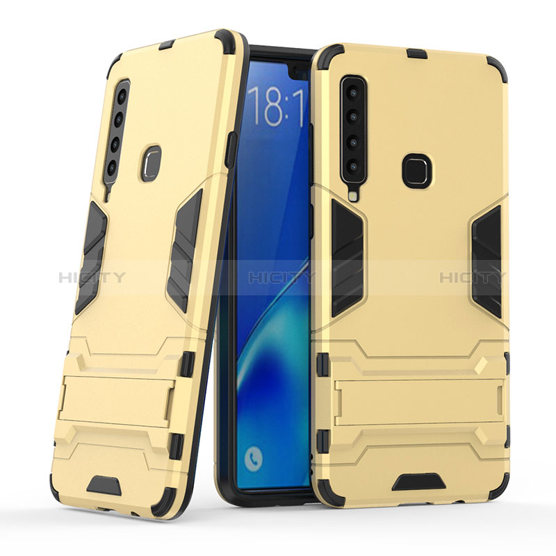 Coque Contour Silicone et Plastique Housse Etui Mat avec Support T03 pour Samsung Galaxy A9s Or Plus