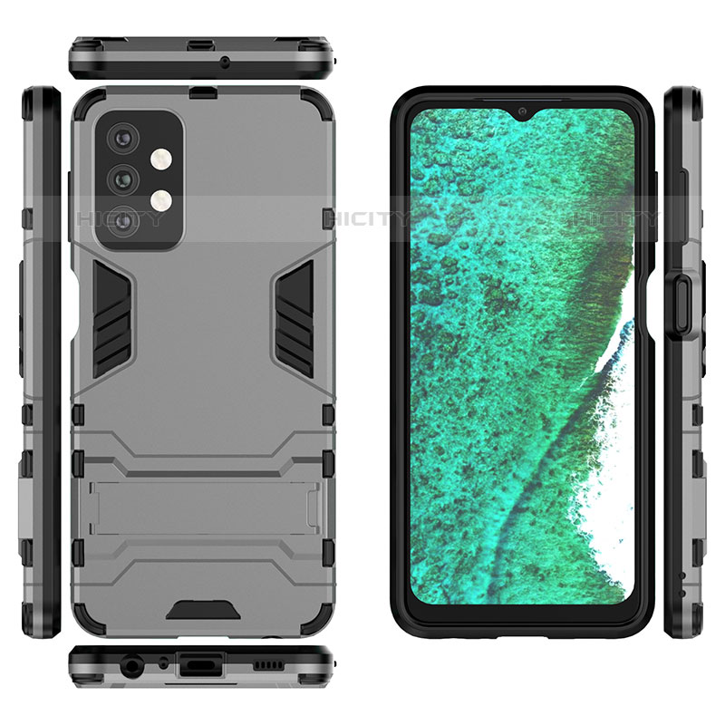 Coque Contour Silicone et Plastique Housse Etui Mat avec Support T03 pour Samsung Galaxy M32 5G Plus