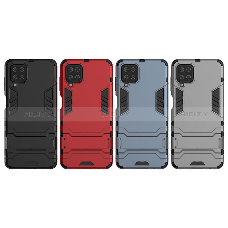 Coque Contour Silicone et Plastique Housse Etui Mat avec Support T04 pour Samsung Galaxy A12 5G Plus