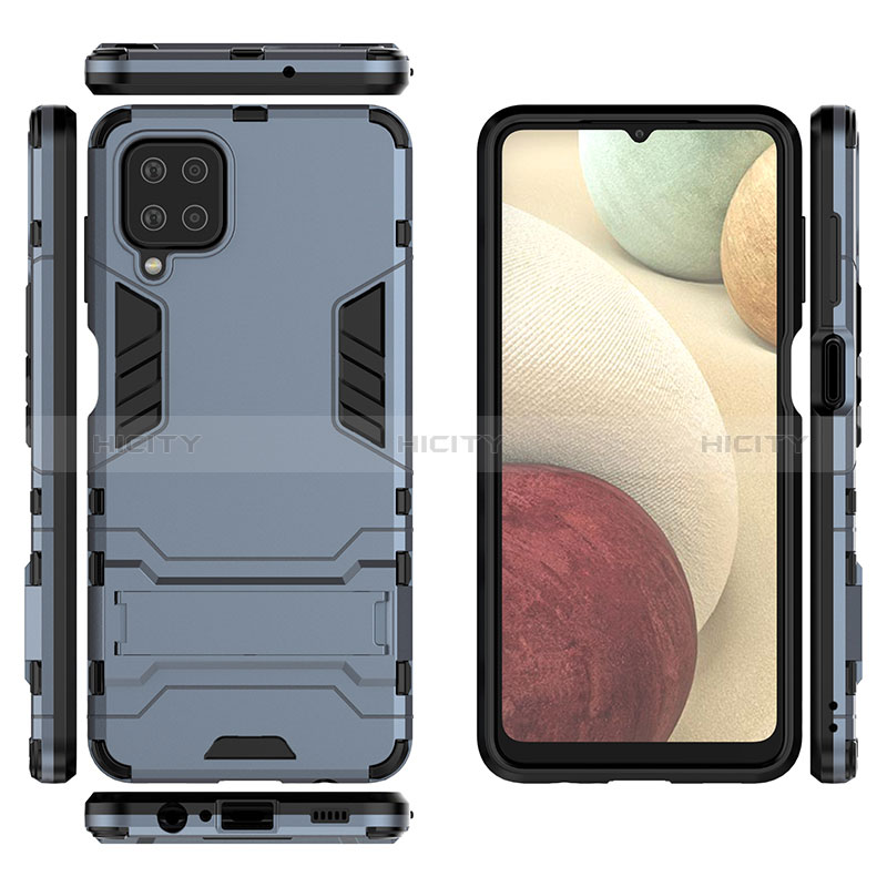 Coque Contour Silicone et Plastique Housse Etui Mat avec Support T04 pour Samsung Galaxy A12 Nacho Plus