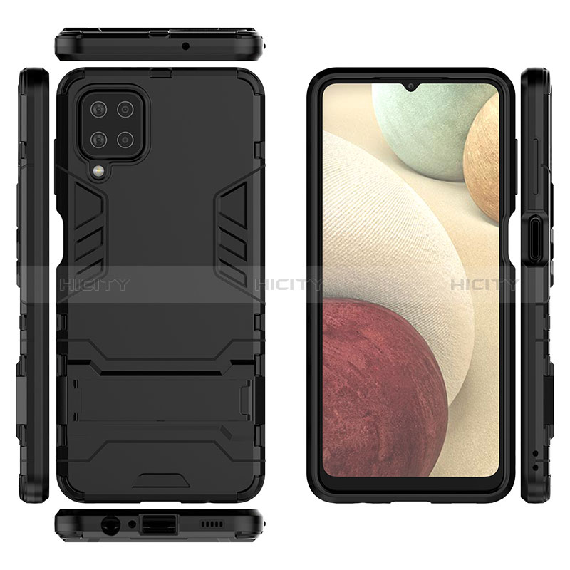 Coque Contour Silicone et Plastique Housse Etui Mat avec Support T04 pour Samsung Galaxy M12 Plus