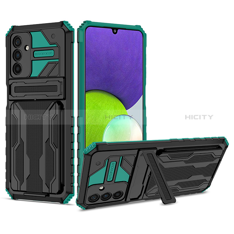 Coque Contour Silicone et Plastique Housse Etui Mat avec Support YF1 pour Samsung Galaxy A04s Vert Plus