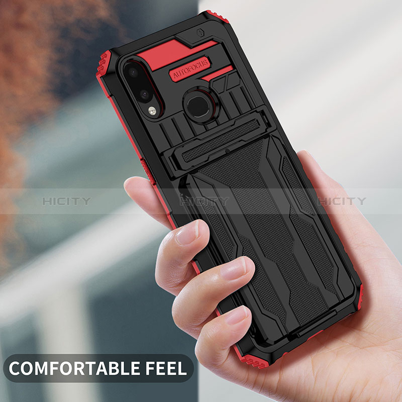 Coque Contour Silicone et Plastique Housse Etui Mat avec Support YF1 pour Samsung Galaxy A10s Plus