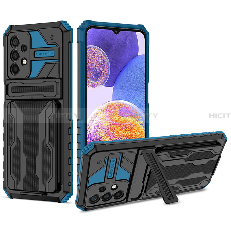 Coque Contour Silicone et Plastique Housse Etui Mat avec Support YF1 pour Samsung Galaxy A23 4G Plus