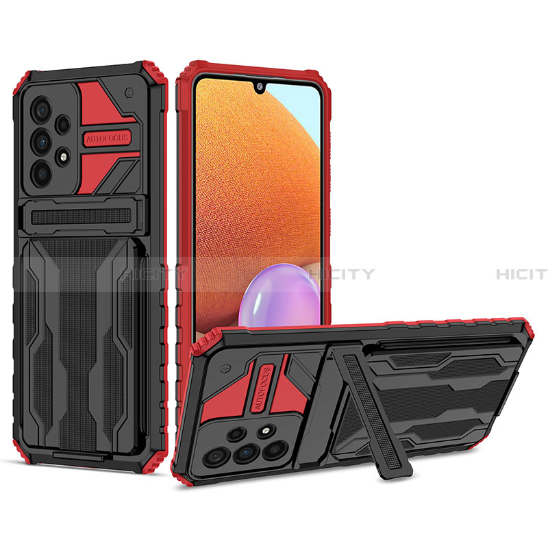 Coque Contour Silicone et Plastique Housse Etui Mat avec Support YF1 pour Samsung Galaxy A33 5G Rouge Plus