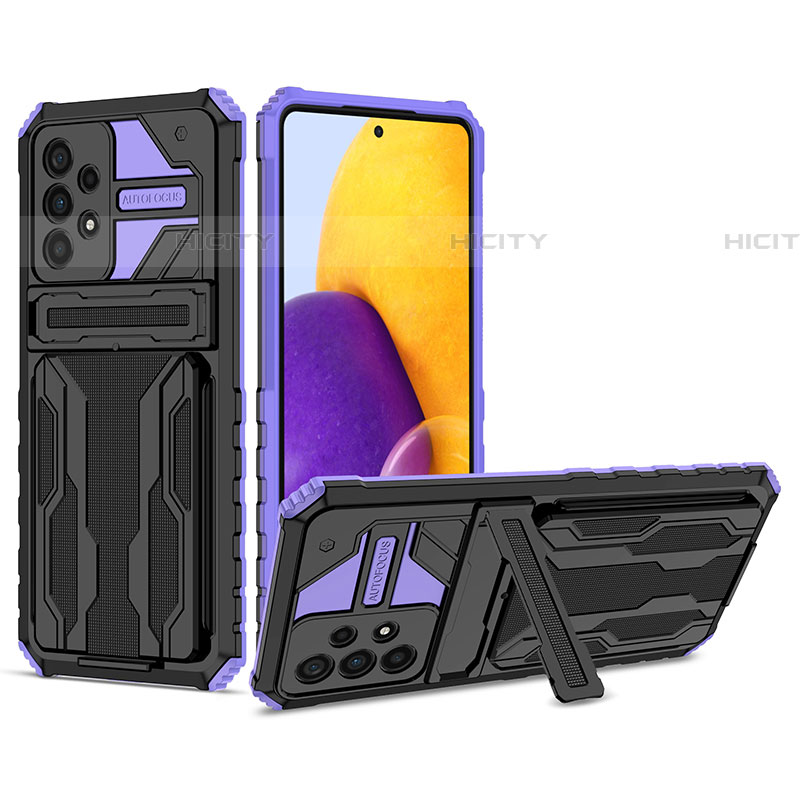 Coque Contour Silicone et Plastique Housse Etui Mat avec Support YF1 pour Samsung Galaxy A73 5G Plus