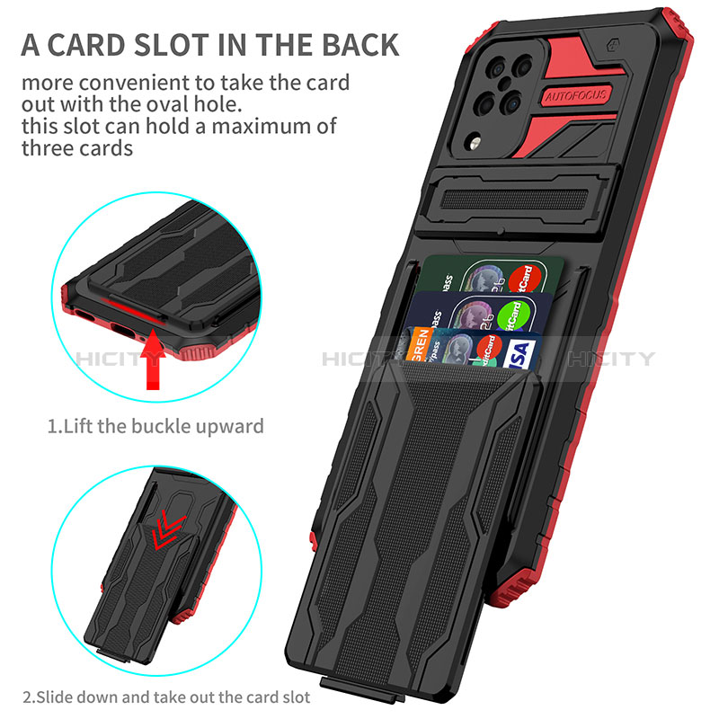 Coque Contour Silicone et Plastique Housse Etui Mat avec Support YF1 pour Samsung Galaxy F12 Plus