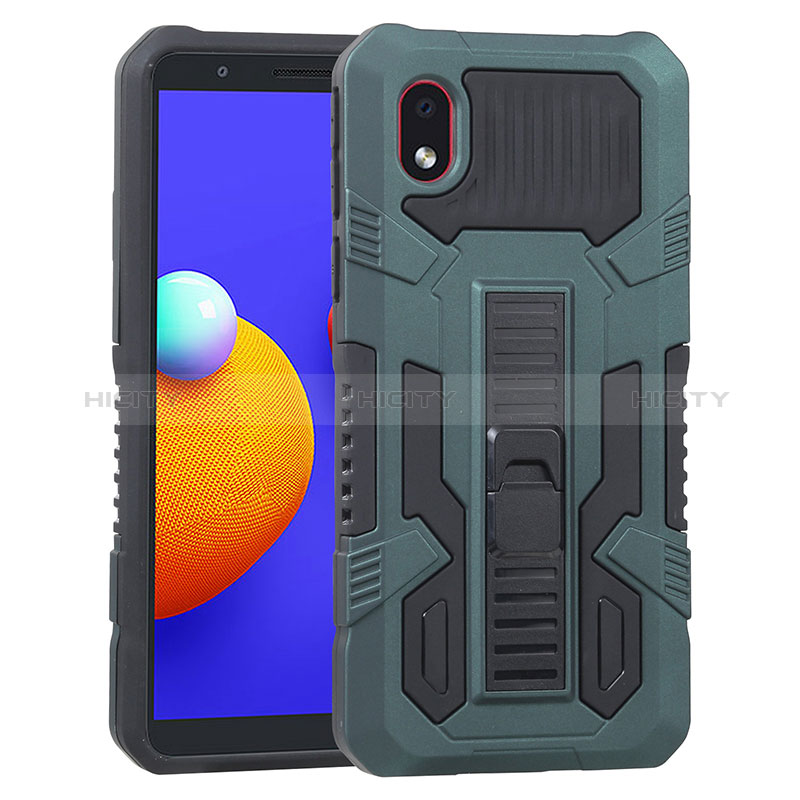 Coque Contour Silicone et Plastique Housse Etui Mat avec Support YF1 pour Samsung Galaxy M01 Core Plus