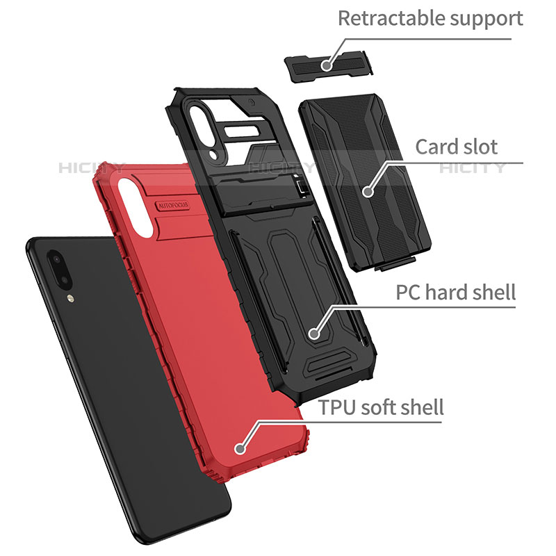 Coque Contour Silicone et Plastique Housse Etui Mat avec Support YF1 pour Samsung Galaxy M02 Plus