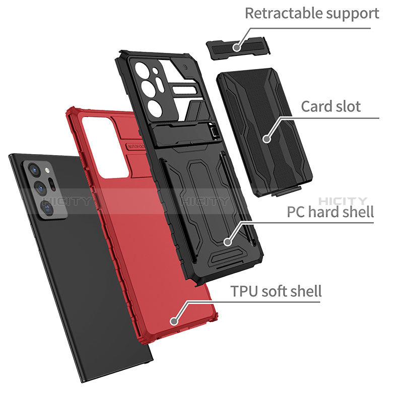 Coque Contour Silicone et Plastique Housse Etui Mat avec Support YF1 pour Samsung Galaxy Note 20 Ultra 5G Plus