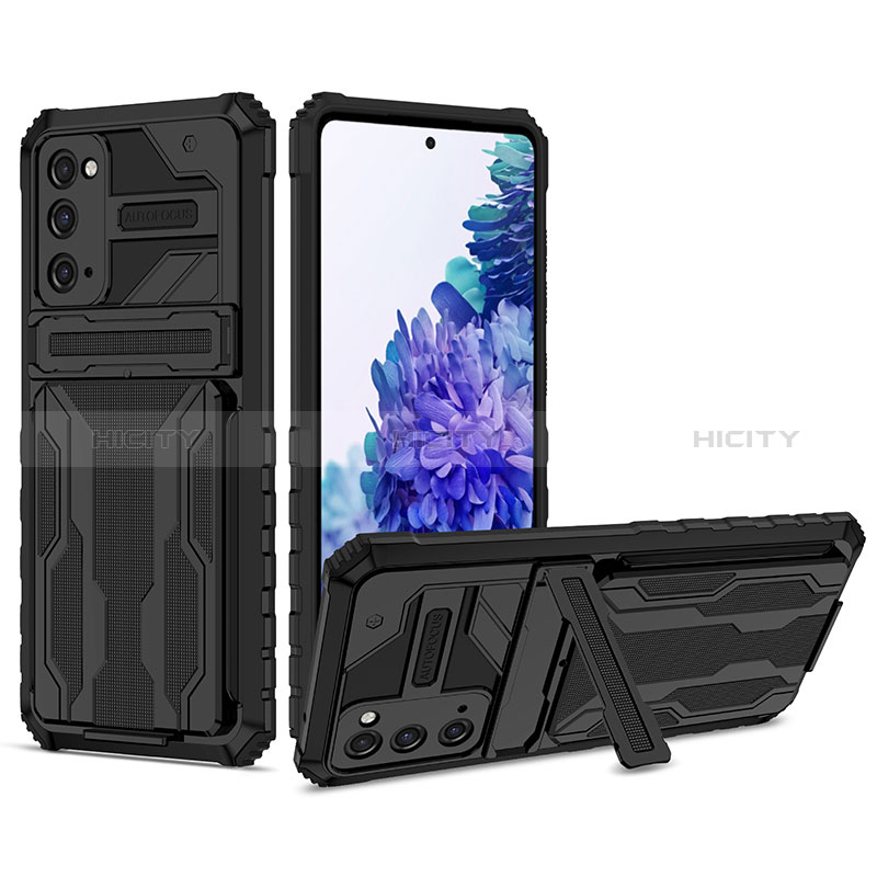 Coque Contour Silicone et Plastique Housse Etui Mat avec Support YF1 pour Samsung Galaxy S20 FE 5G Noir Plus