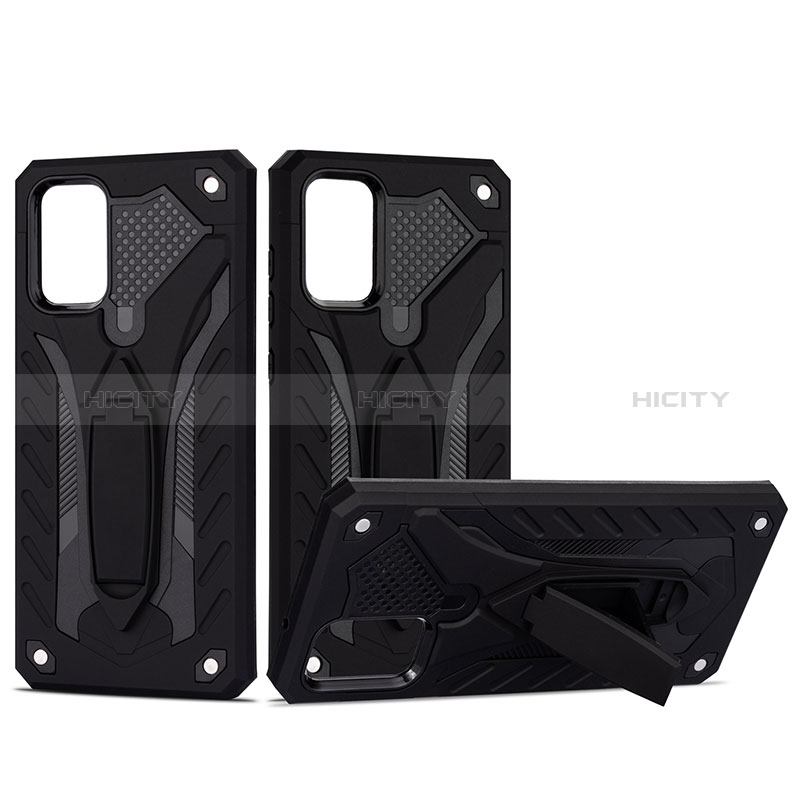 Coque Contour Silicone et Plastique Housse Etui Mat avec Support YF1 pour Samsung Galaxy S20 Noir Plus