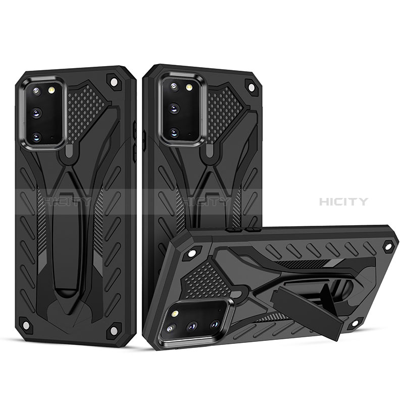 Coque Contour Silicone et Plastique Housse Etui Mat avec Support YF2 pour Samsung Galaxy A02s Noir Plus