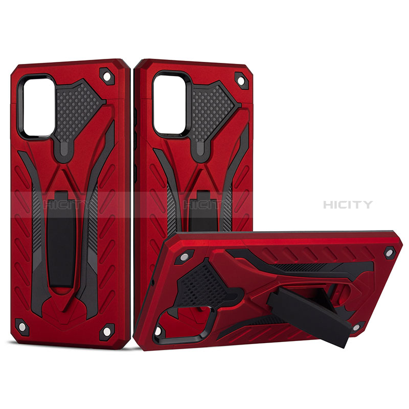 Coque Contour Silicone et Plastique Housse Etui Mat avec Support YF2 pour Samsung Galaxy A51 5G Rouge Plus