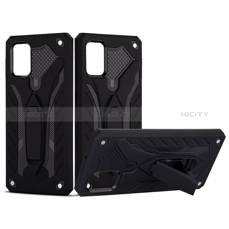 Coque Contour Silicone et Plastique Housse Etui Mat avec Support YF2 pour Samsung Galaxy A71 4G A715 Noir Plus