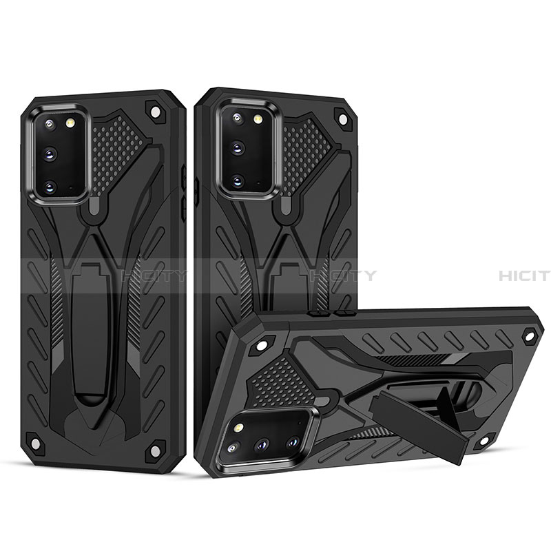 Coque Contour Silicone et Plastique Housse Etui Mat avec Support YF2 pour Samsung Galaxy F02S SM-E025F Noir Plus