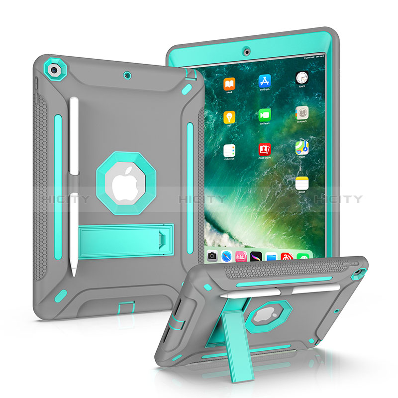 Coque Contour Silicone et Plastique Housse Etui Mat avec Support YJ1 pour Apple iPad 10.2 (2021) Plus