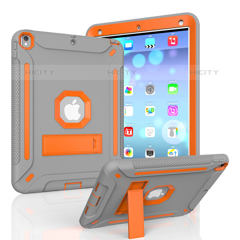 Coque Contour Silicone et Plastique Housse Etui Mat avec Support YJ1 pour Apple iPad Pro 10.5 Orange Plus