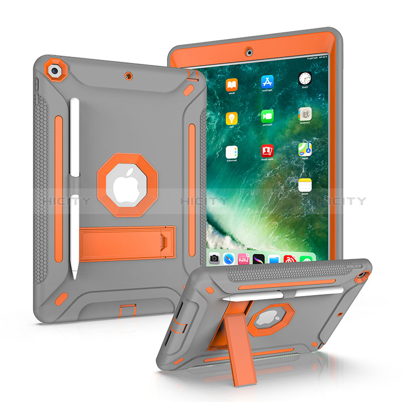 Coque Contour Silicone et Plastique Housse Etui Mat avec Support YJ2 pour Apple iPad 10.2 (2021) Plus