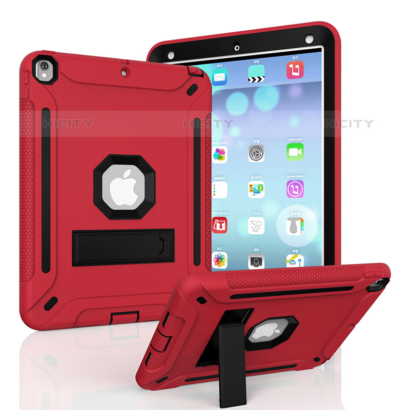 Coque Contour Silicone et Plastique Housse Etui Mat avec Support YJ2 pour Apple iPad Air 3 Rouge Plus