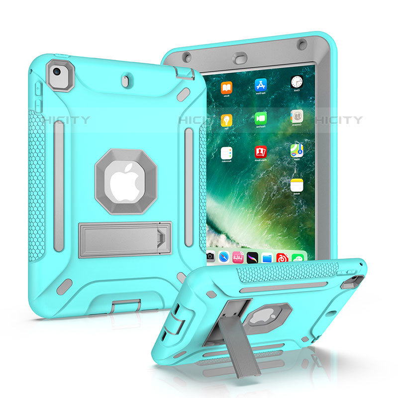 Coque Contour Silicone et Plastique Housse Etui Mat avec Support YJ2 pour Apple iPad Mini 4 Bleu Clair Plus