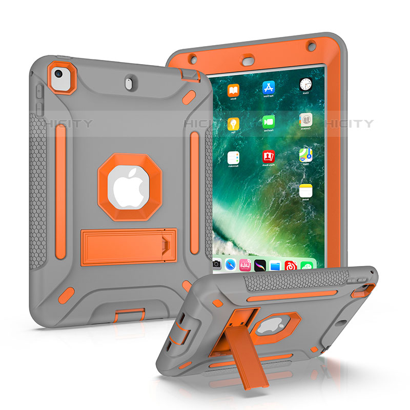 Coque Contour Silicone et Plastique Housse Etui Mat avec Support YJ2 pour Apple iPad Mini 4 Gris Plus