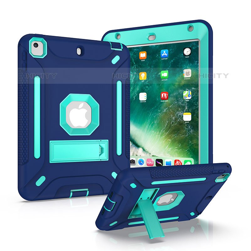 Coque Contour Silicone et Plastique Housse Etui Mat avec Support YJ2 pour Apple iPad Mini 5 (2019) Bleu Plus