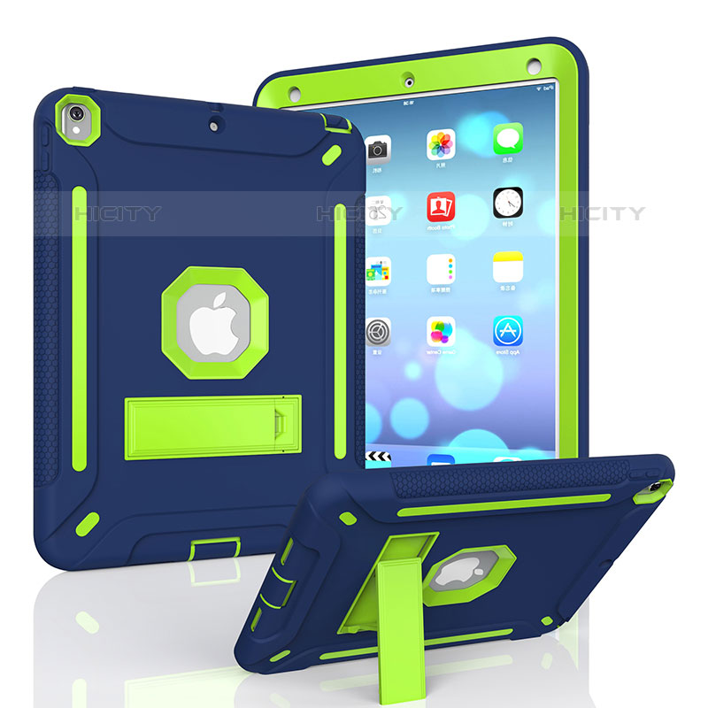 Coque Contour Silicone et Plastique Housse Etui Mat avec Support YJ2 pour Apple iPad Pro 10.5 Bleu Plus