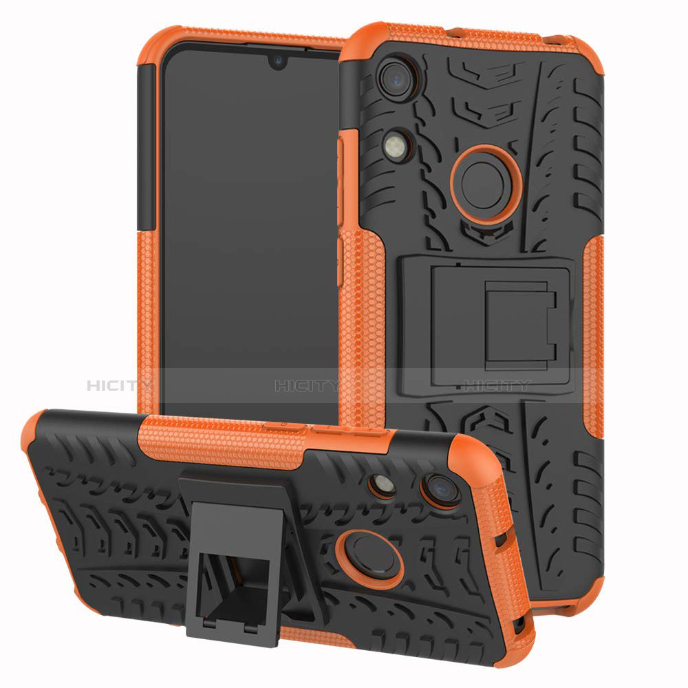 Coque Contour Silicone et Plastique Housse Etui Mat avec Support Z01 pour Huawei Honor 8A Orange Plus