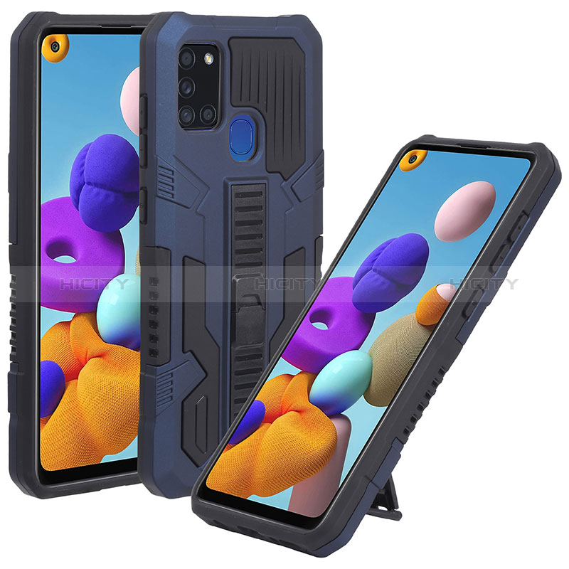 Coque Contour Silicone et Plastique Housse Etui Mat avec Support ZJ1 pour Samsung Galaxy A21s Plus