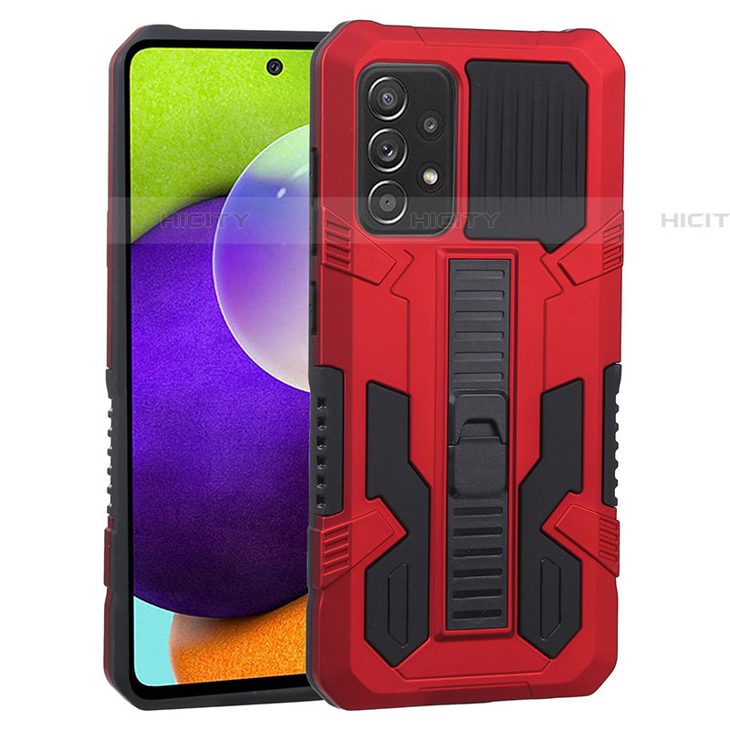 Coque Contour Silicone et Plastique Housse Etui Mat avec Support ZJ1 pour Samsung Galaxy A52 4G Rouge Plus