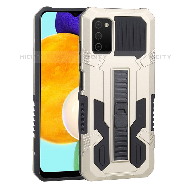 Coque Contour Silicone et Plastique Housse Etui Mat avec Support ZJ1 pour Samsung Galaxy M02s Or Plus