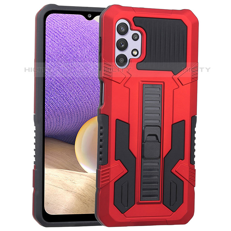 Coque Contour Silicone et Plastique Housse Etui Mat avec Support ZJ1 pour Samsung Galaxy M32 5G Rouge Plus