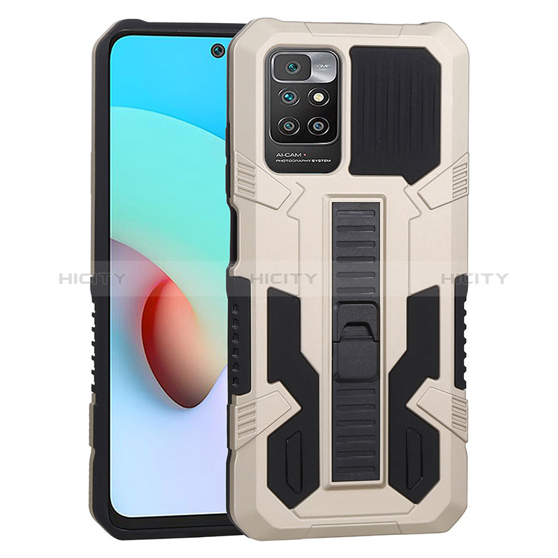 Coque Contour Silicone et Plastique Housse Etui Mat avec Support ZJ1 pour Xiaomi Redmi 10 (2022) Or Plus