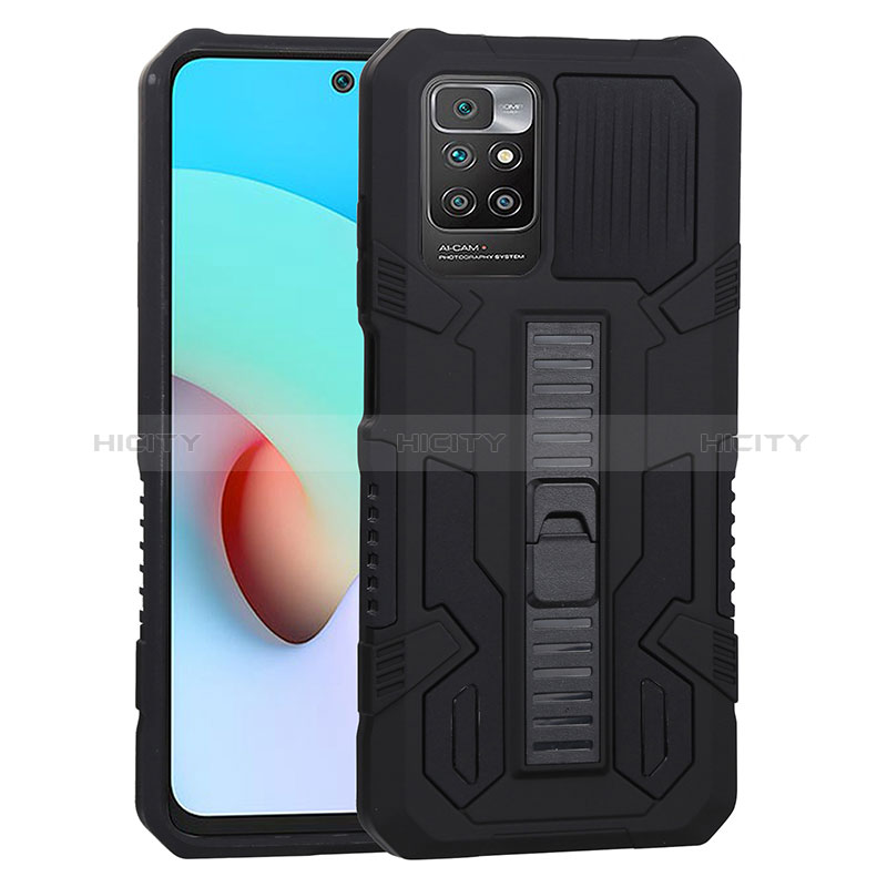 Coque Contour Silicone et Plastique Housse Etui Mat avec Support ZJ1 pour Xiaomi Redmi 10 4G Plus