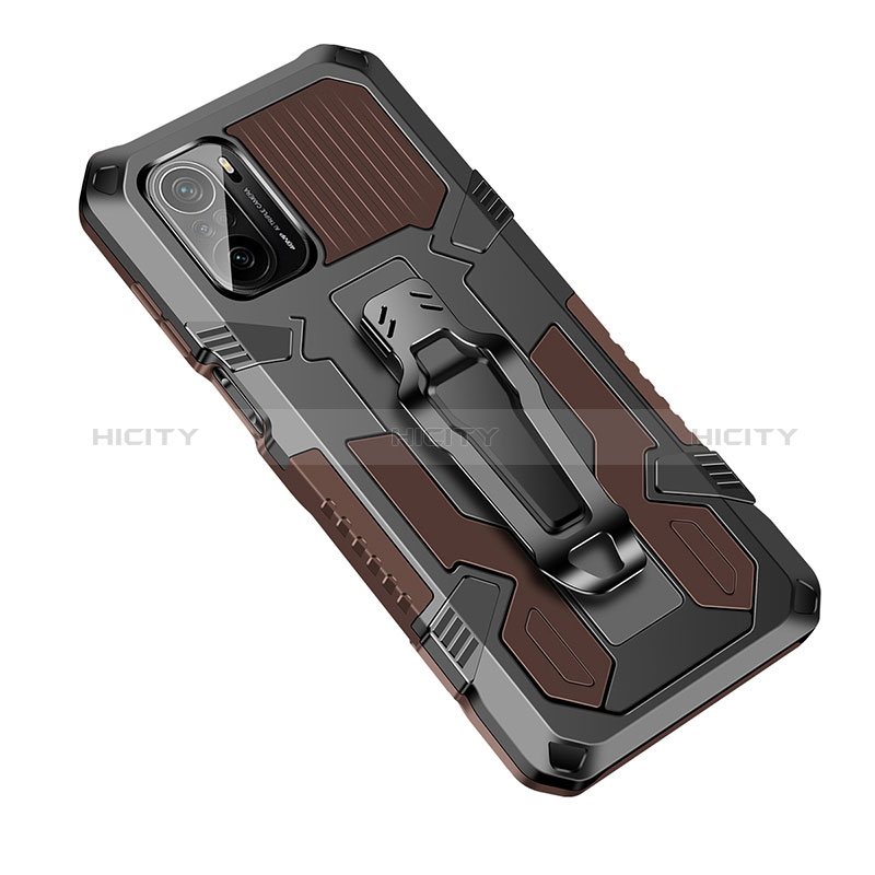 Coque Contour Silicone et Plastique Housse Etui Mat avec Support ZJ2 pour Xiaomi Mi 11X 5G Marron Plus