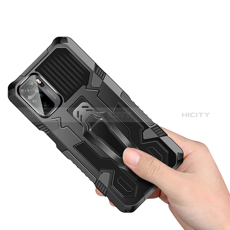 Coque Contour Silicone et Plastique Housse Etui Mat avec Support ZJ2 pour Xiaomi Poco M5S Plus