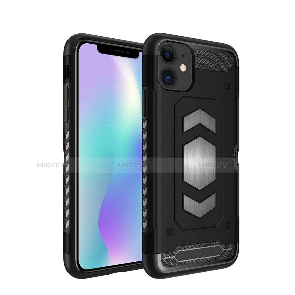 Coque Contour Silicone et Plastique Housse Etui Mat Magnetique Aimant pour Apple iPhone 11 Noir Plus