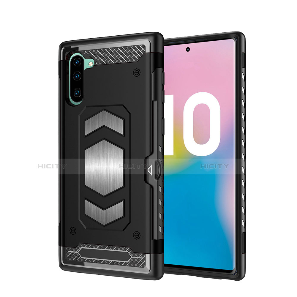 Coque Contour Silicone et Plastique Housse Etui Mat Magnetique Aimant pour Samsung Galaxy Note 10 5G Noir Plus