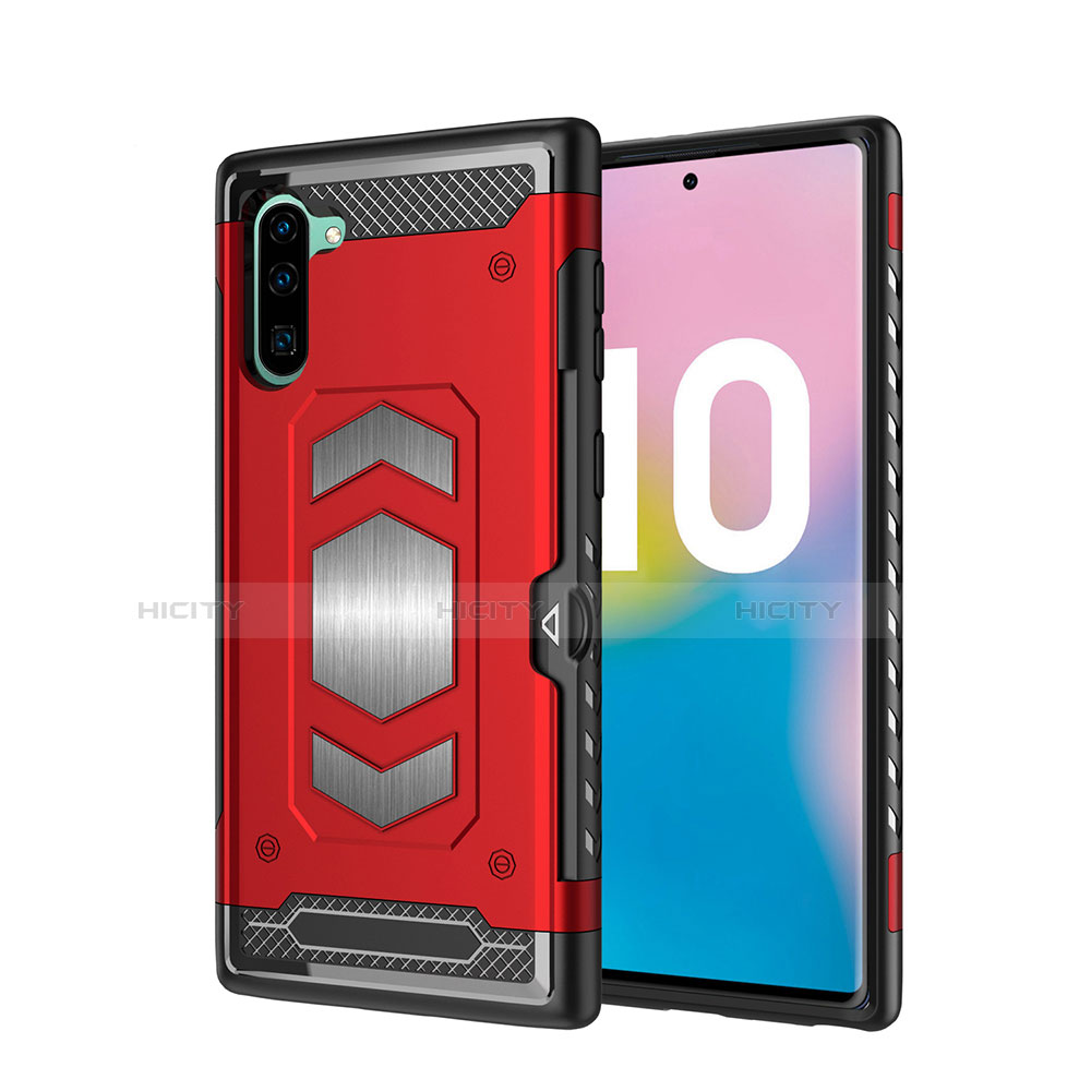 Coque Contour Silicone et Plastique Housse Etui Mat Magnetique Aimant pour Samsung Galaxy Note 10 Rouge Plus